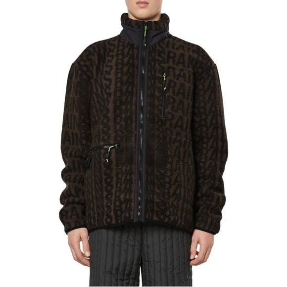 RAINS | NWT Gorpcore Streetwear Heavy Fleece Jacket Wood Black Monogram | XS - Picture 1 of 15